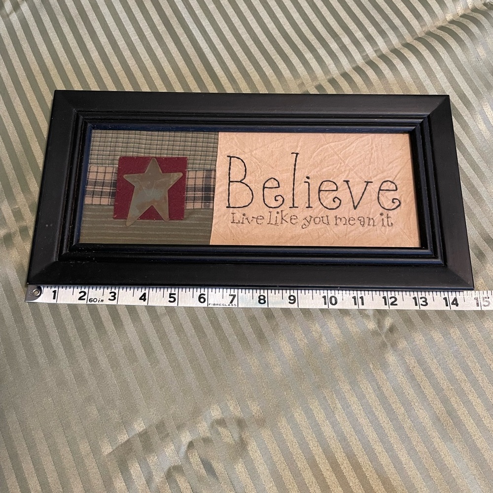 Believe Framed Wall Art in Black with Tan Accent